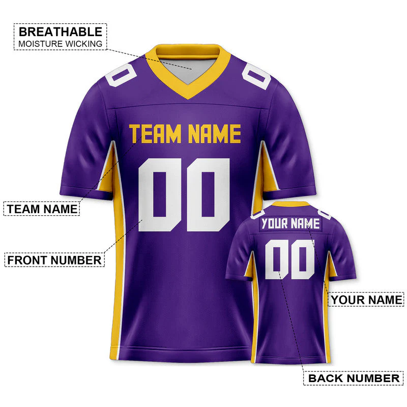 Custom Purple Gold-White Concept Version Authentic Football Jersey